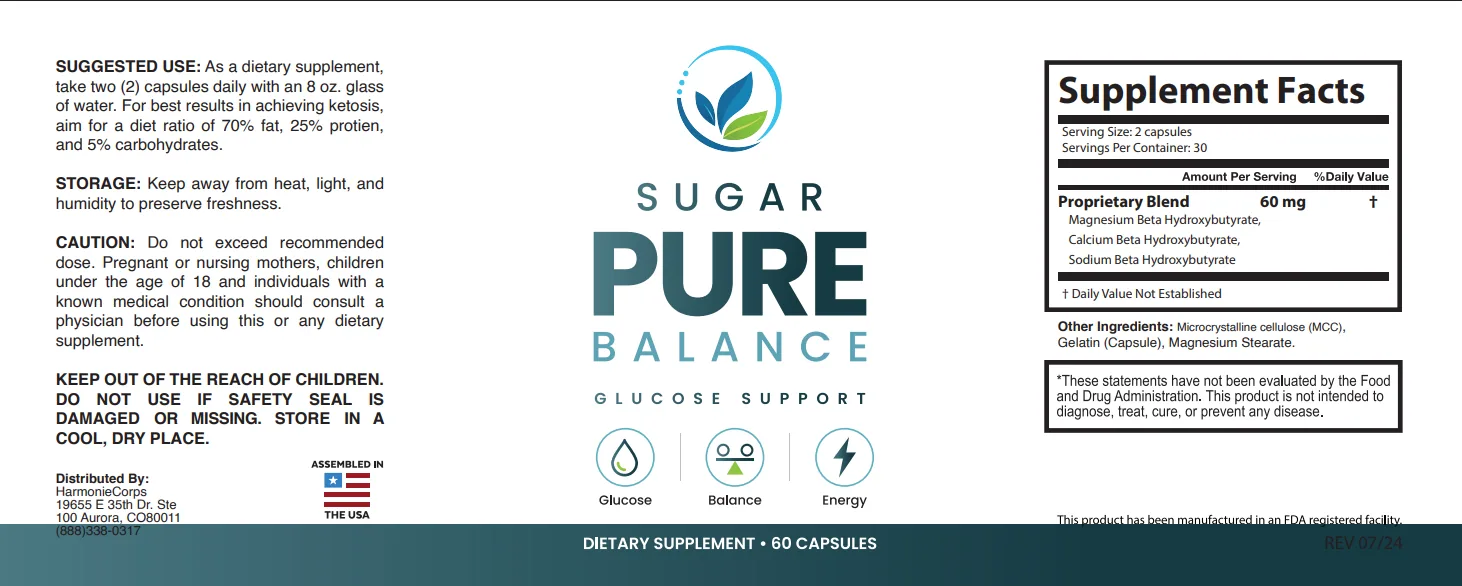 sugar pure balance label